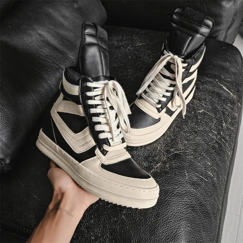 Zapatillas Deportivas Altas de Cuero con Cordones para Hombre