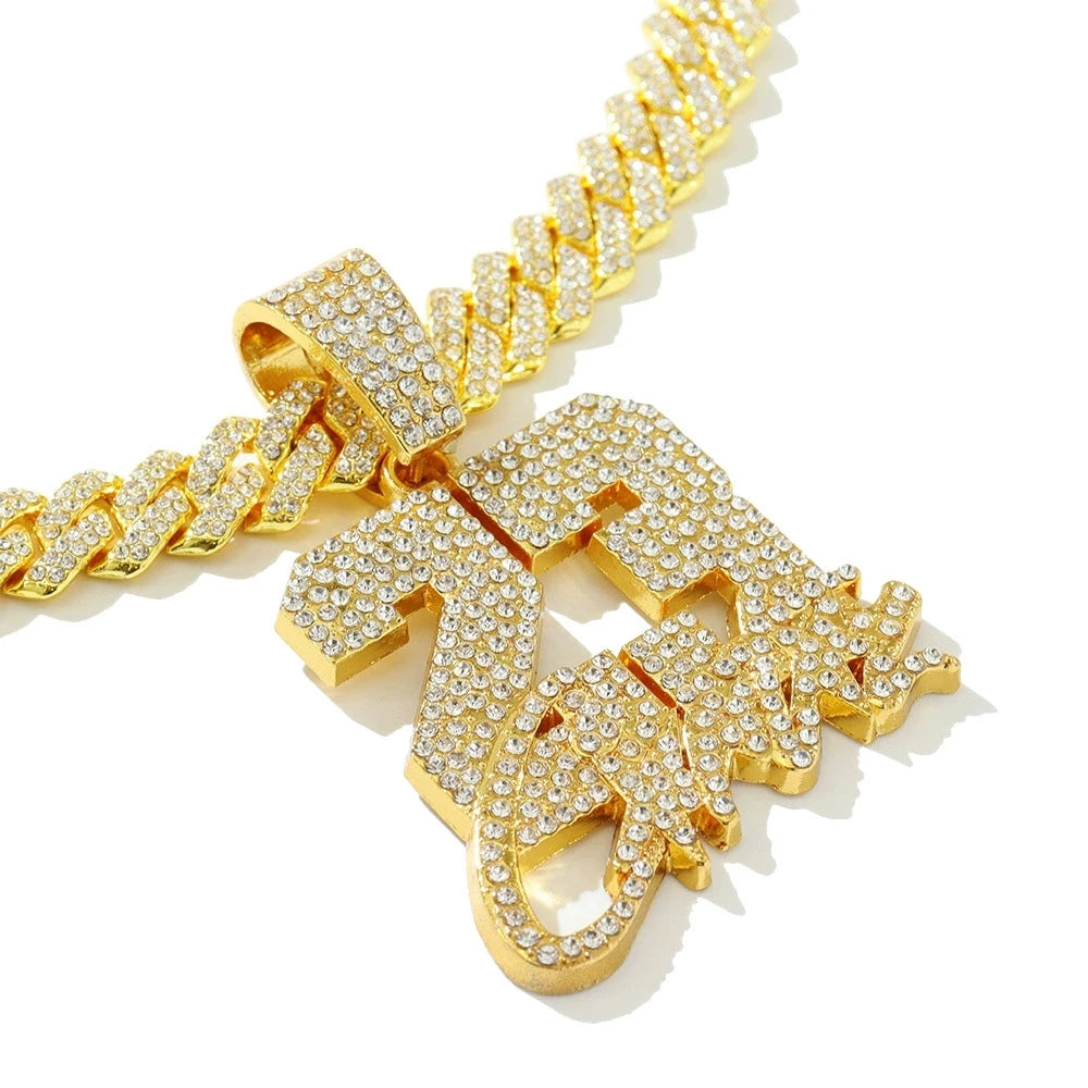 Collar Colgante Hombre Hip Hop Número 23 Cadena Cubana 13mm Aleación Iced Out