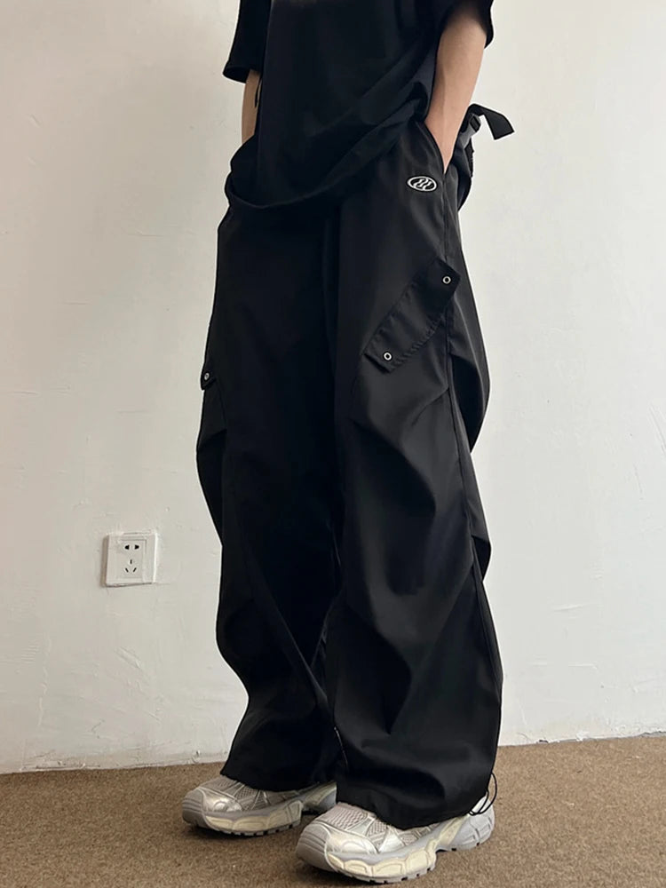 Pantalones Cargo Paracaídas Techwear Hombre Pierna Ancha Secado Rápido Streetwear Sueltos Oversize