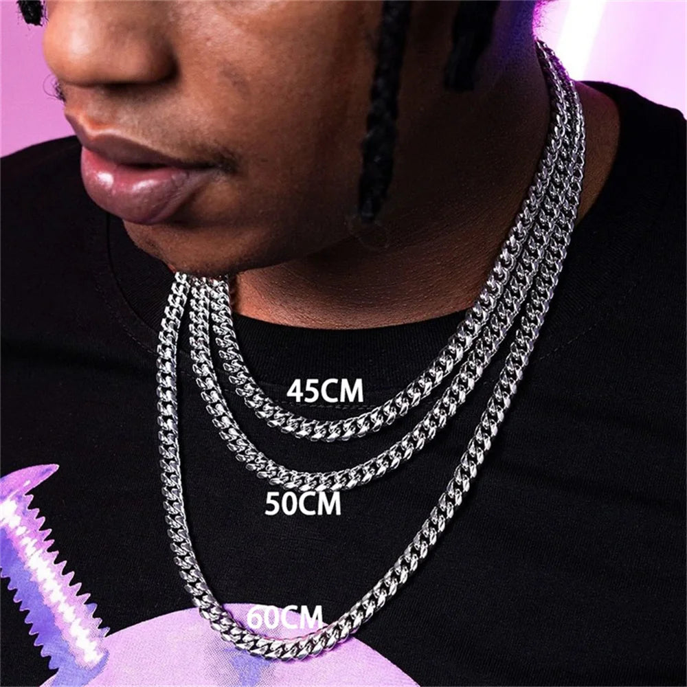Collar Cubano Hip Hop de Acero Inoxidable Unisex para Fiesta