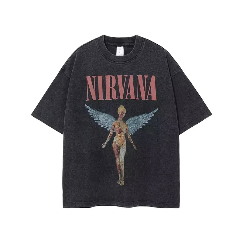 Camiseta Estampada Retro de Algodón Unisex