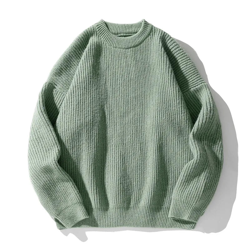 Suéter de Punto Grueso de 18 oz con Cuello Redondo para Hombre