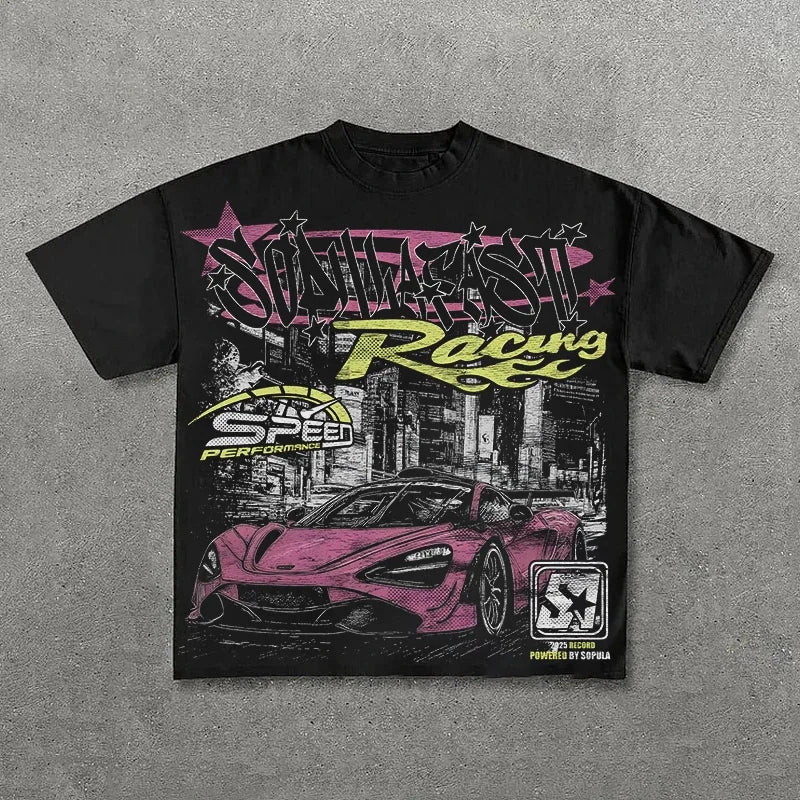 Camiseta Estampada Geométrica de Algodón Unisex