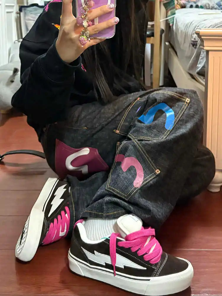 Jeans Baggy Cargo Mujer Y2k Streetwear Hip-hop Denim Punk Grunge Harajuku