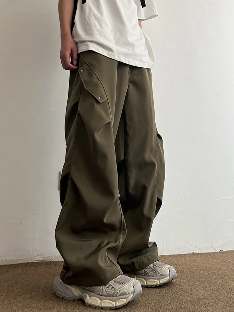 Pantalones Cargo Paracaídas Techwear Hombre Pierna Ancha Secado Rápido Streetwear Sueltos Oversize