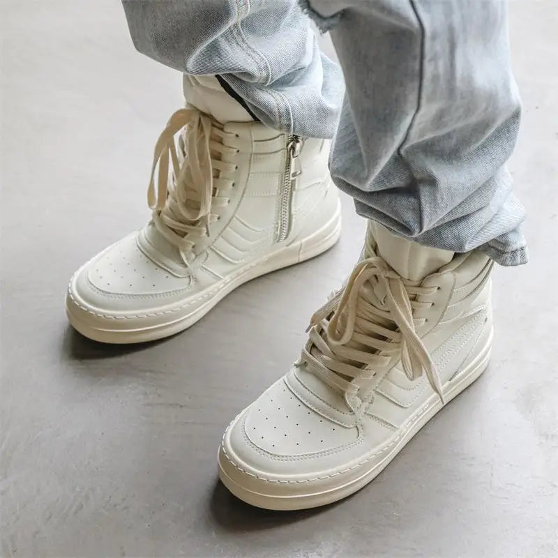 Zapatillas Deportivas Altas de Cuero con Cordones para Hombre