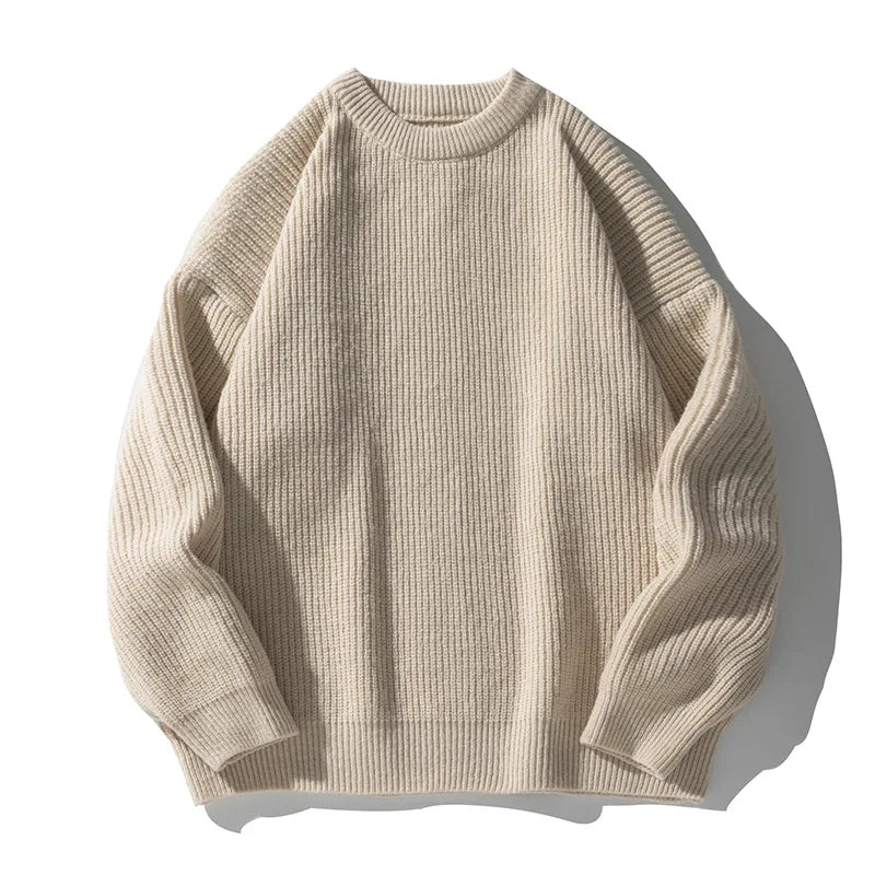 Suéter de Punto Grueso de 18 oz con Cuello Redondo para Hombre