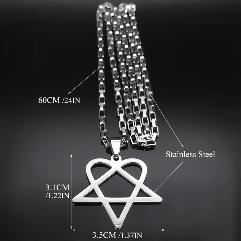 Collar Colgante Unisex Corazón Estrella Acero Inoxidable Y2K Música Rock Gótico Punk