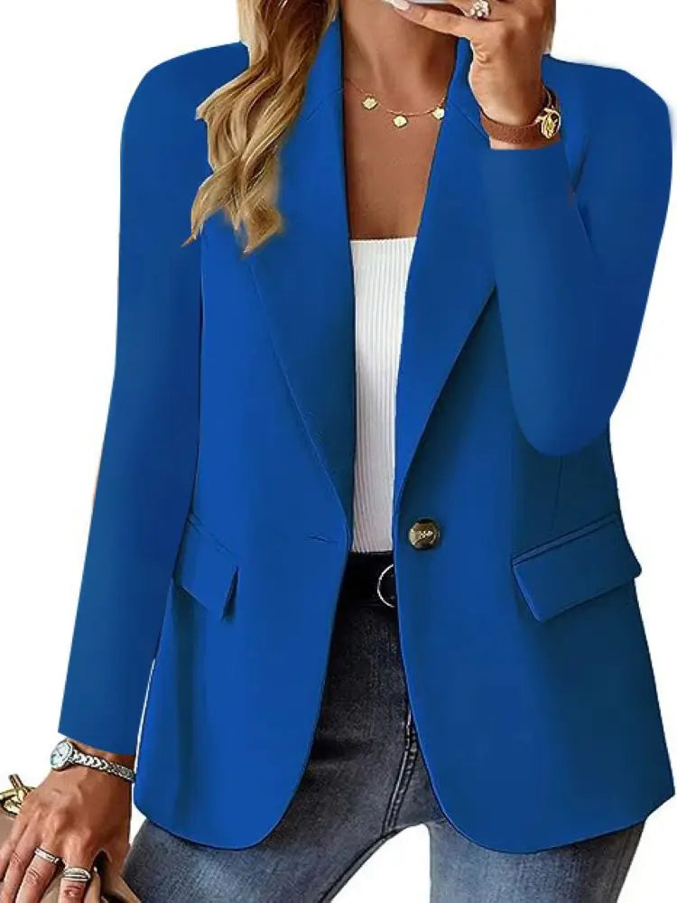 Blazer Oversize Mujer Botón Simple Solapa Manga Larga Sólido Casual Elegante Suelto