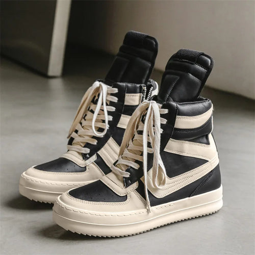 Zapatillas Deportivas Altas de Cuero con Cordones para Hombre