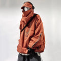Chaqueta Cargo con Capucha Bolsillos Cremallera Techwear Hip Hop Oversize Hombre
