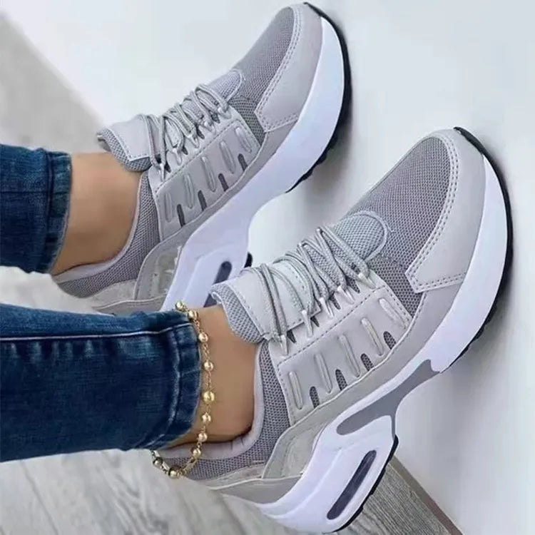 Zapatillas Deportivas Mujer Malla Transpirable Plataforma Cordones Casual Verano