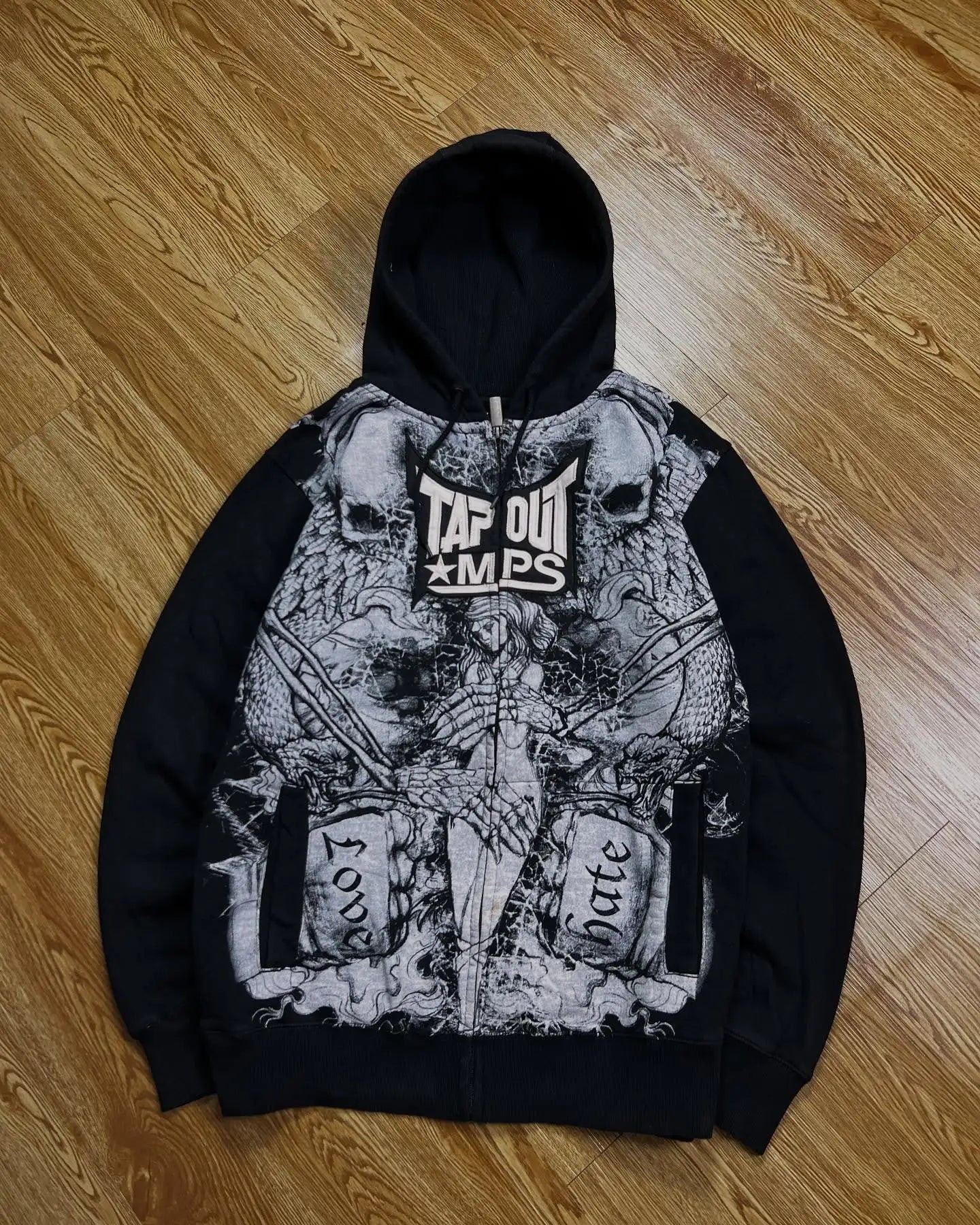 Sudadera con Capucha Y2K Estampado Explosiones Grafiti Hip Hop Cremallera Oversize Hombre