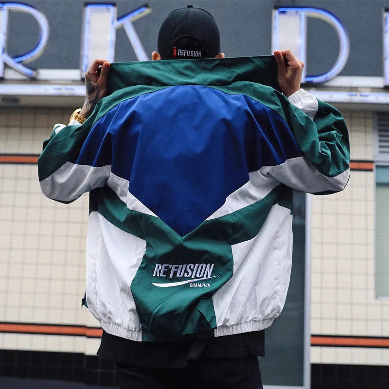 Chaqueta Bombardero Bordada con Letras de Poliéster para Hombre