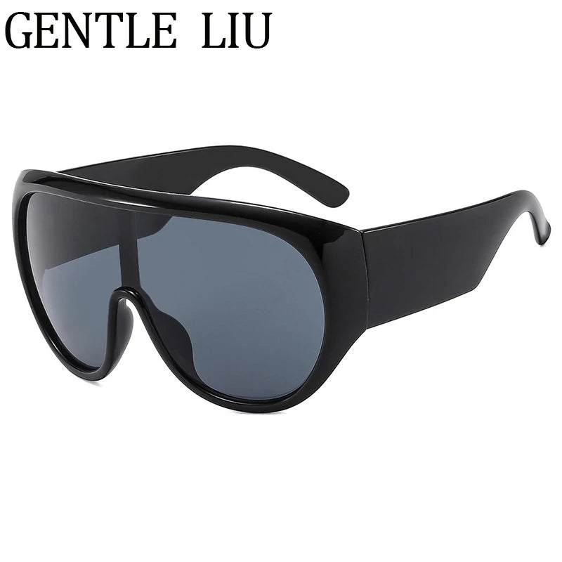 Gafas de Sol Unisex Oversize Máscara Futurista Visera Una Pieza Steampunk Marco Grande