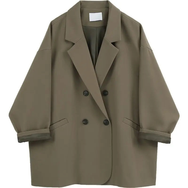 Blazer Oversize Mujer Traje Coreano Chic Negro Casual Abrigo Streetwear Chaqueta Suelta Sólida Estudiante
