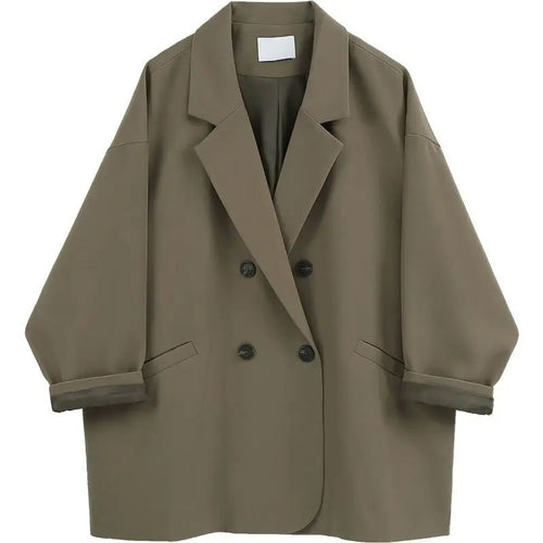 Blazer Oversize Mujer Traje Coreano Chic Negro Casual Abrigo Streetwear Chaqueta Suelta Sólida Estudiante