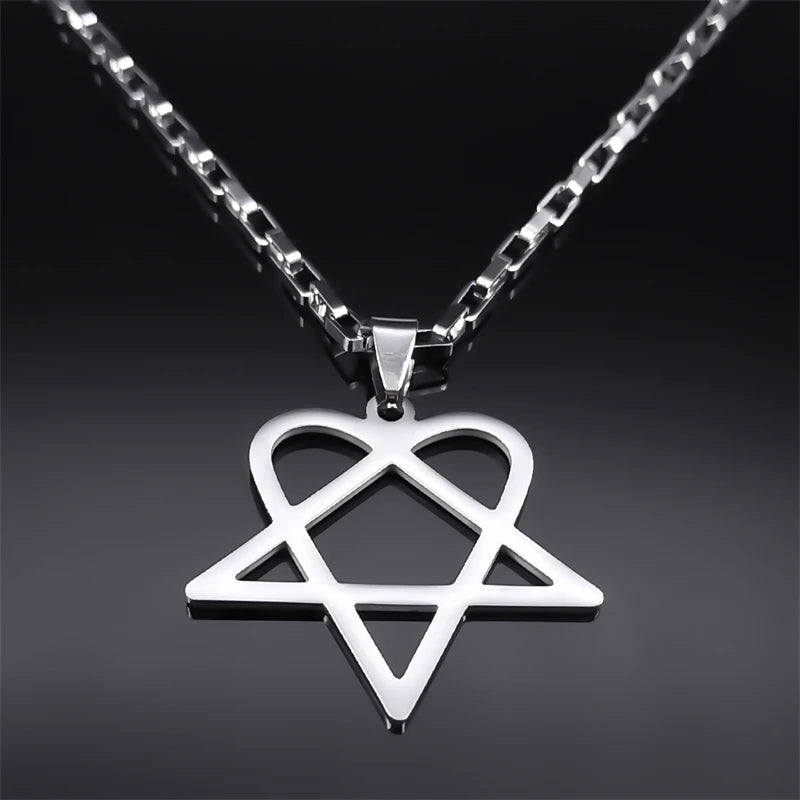 Collar Colgante Unisex Corazón Estrella Acero Inoxidable Y2K Música Rock Gótico Punk
