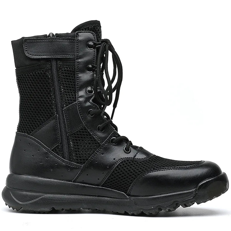 Botas Tácticas Unisex Ultraligeras con Cremallera Combate Senderismo Verano Transpirables