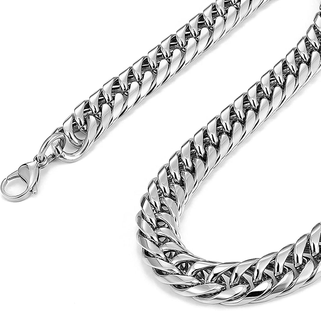 Collar de Eslabones Cubanos de Acero Inoxidable para Hombre Grueso y Pesado Punk Rock 8-14MM