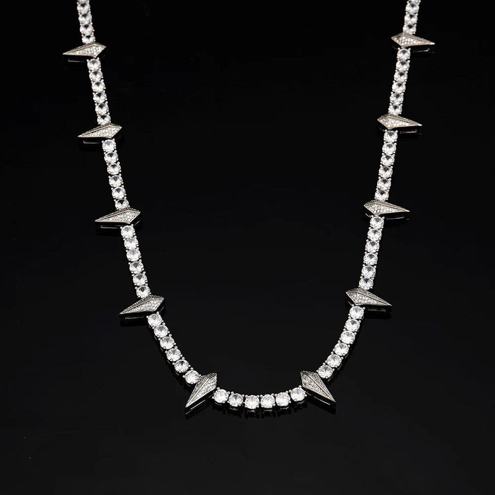 Collar de Tenis Micro Pave de Circonita Chapado en Oro Blanco 5mm para Hombre