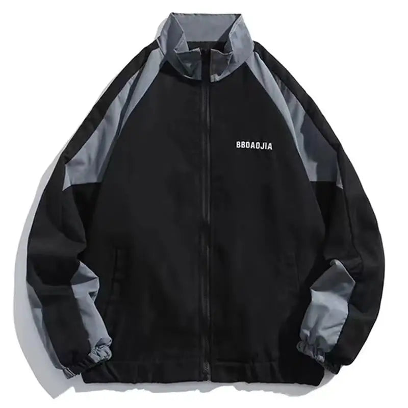 Chaqueta Universitaria Estilo Hip Hop con Parches de Algodón para Hombre