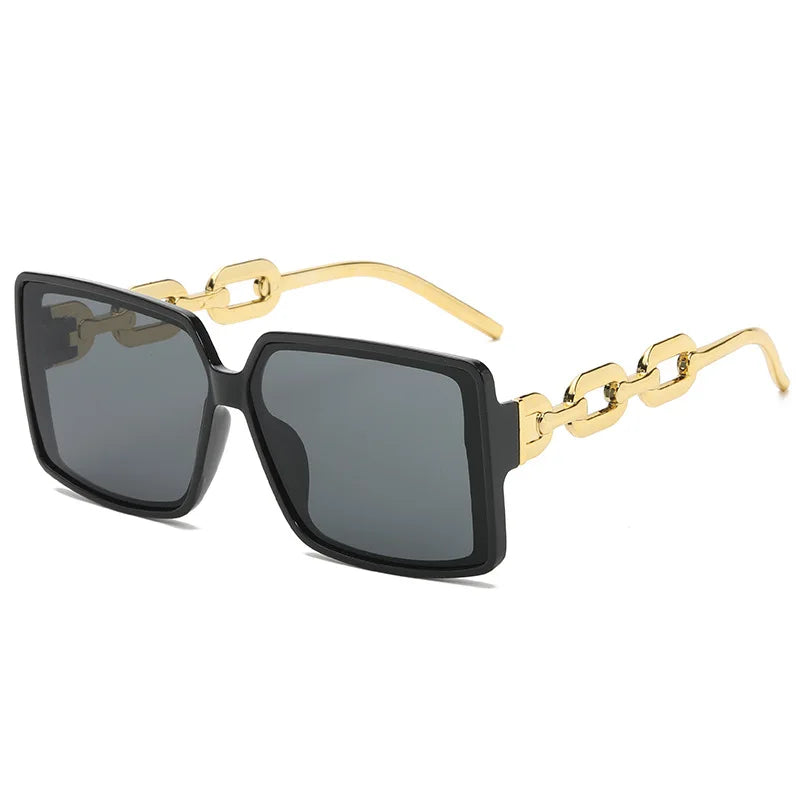 Gafas de Sol Unisex Cuadradas Cadena Hip Hop Modernas Montura Plástico UV400
