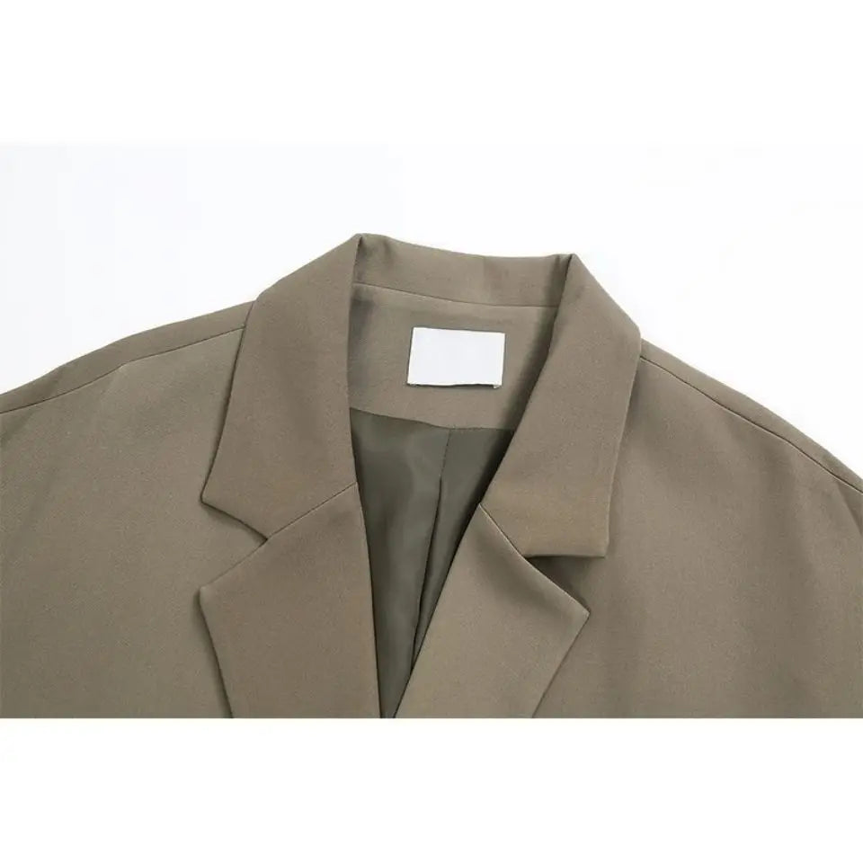 Blazer Oversize Mujer Traje Coreano Chic Negro Casual Abrigo Streetwear Chaqueta Suelta Sólida Estudiante