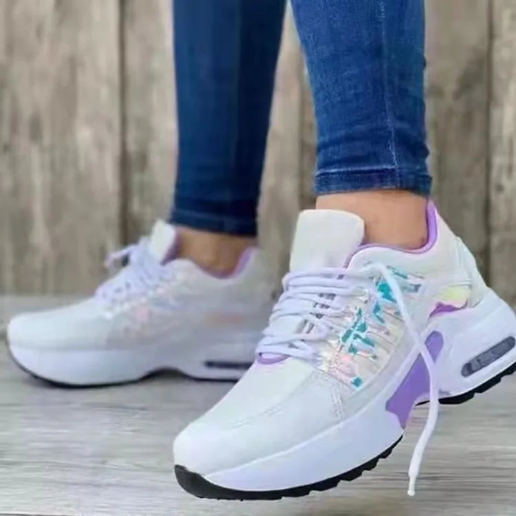 Zapatillas Deportivas Mujer Malla Transpirable Plataforma Cordones Casual Verano