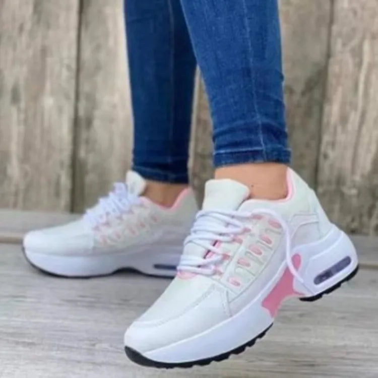 Zapatillas Deportivas Mujer Malla Transpirable Plataforma Cordones Casual Verano