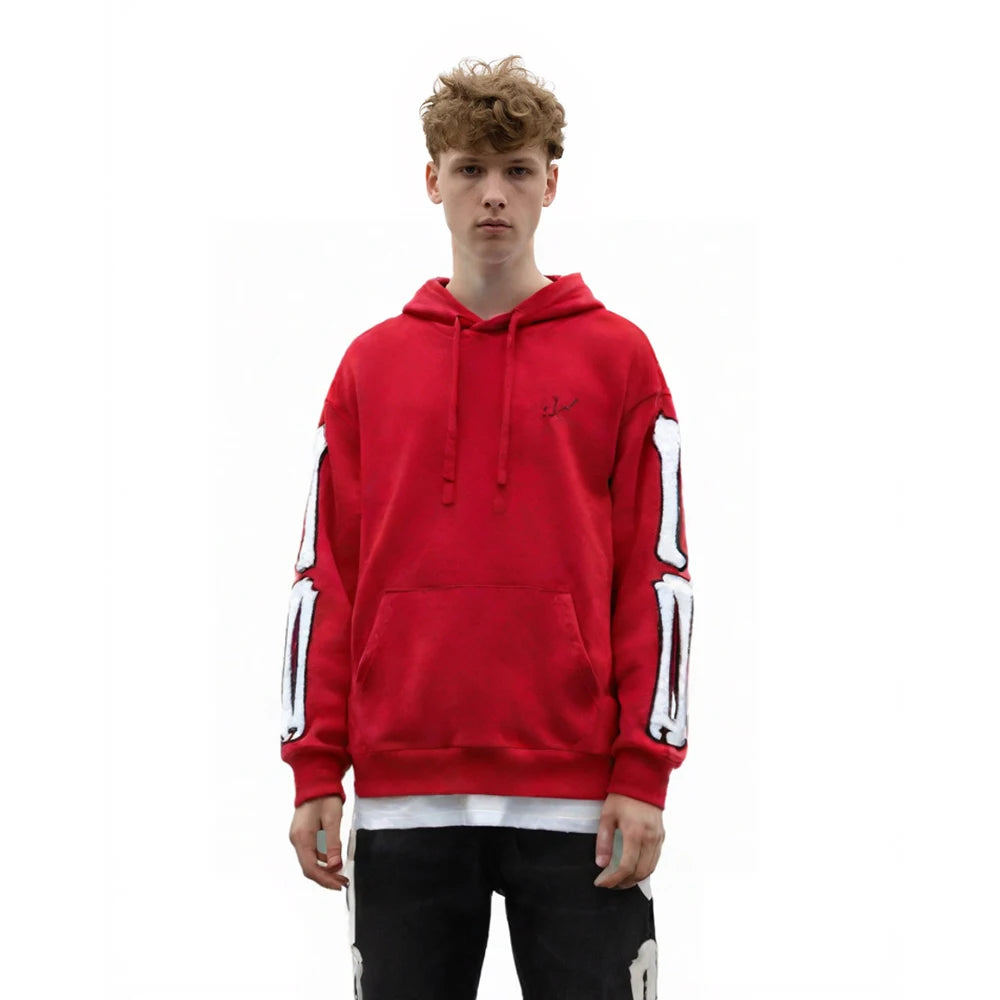 Sudadera con Capucha Bordada de Calavera de Algodón para Hombre