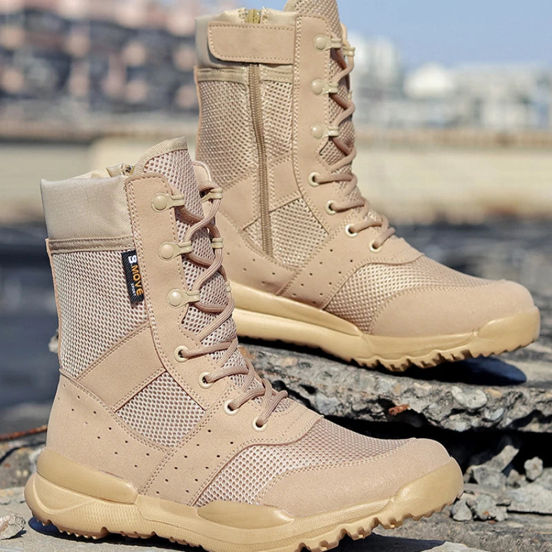 Botas Tácticas Unisex Ultraligeras con Cremallera Combate Senderismo Verano Transpirables