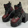 Botas Hombre Cuero Auténtico Plataforma Interior Puntera Redonda Cordones Invierno