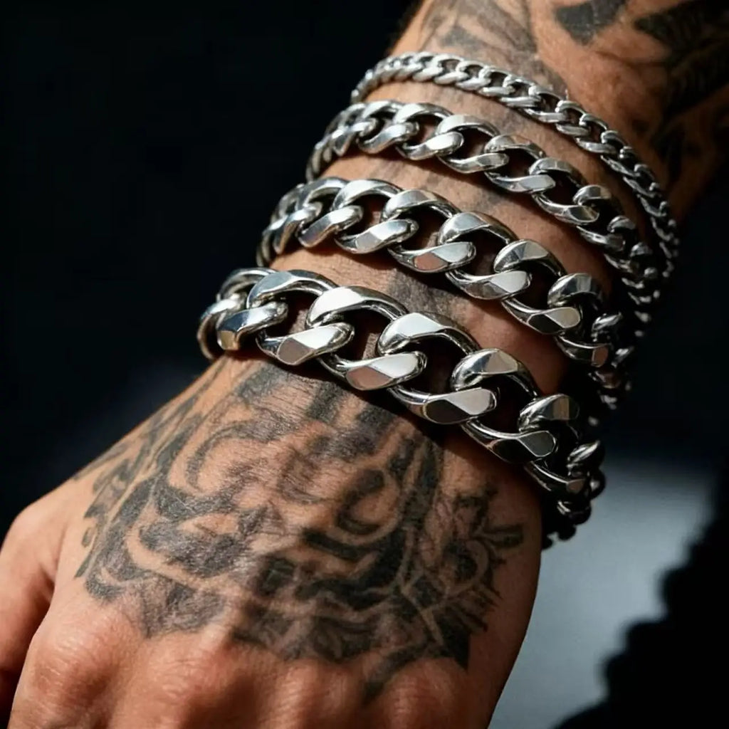 Collar de Eslabones Cubanos de Acero Inoxidable para Hombre Grueso y Pesado Punk Rock 8-14MM