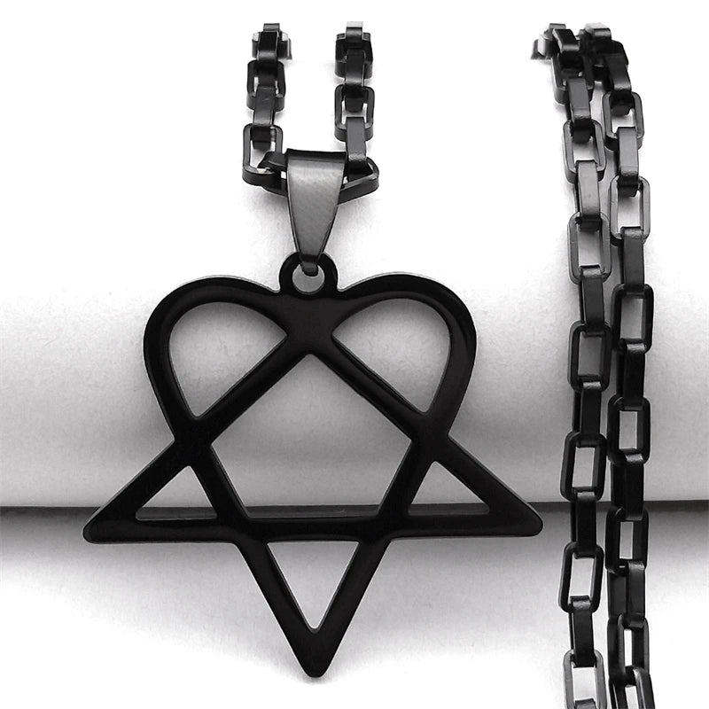 Collar Colgante Unisex Corazón Estrella Acero Inoxidable Y2K Música Rock Gótico Punk