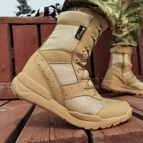 Botas Tácticas Unisex Ultraligeras con Cremallera Combate Senderismo Verano Transpirables