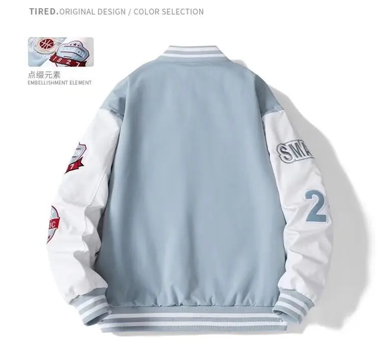 Chaqueta Bombardero de Béisbol Casual de Poliéster para Hombre