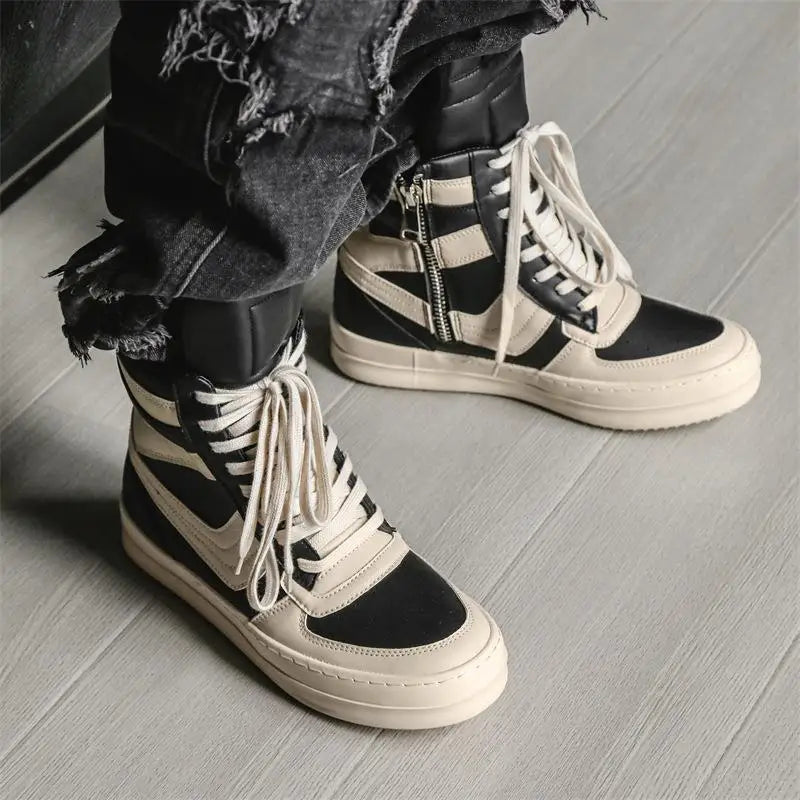 Zapatillas Deportivas Altas de Cuero con Cordones para Hombre