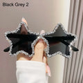 Gafas de Sol Unisex Forma de Estrella Pentagonal Retro Protección UV400 Lentes de Sol con Cristales de Estras