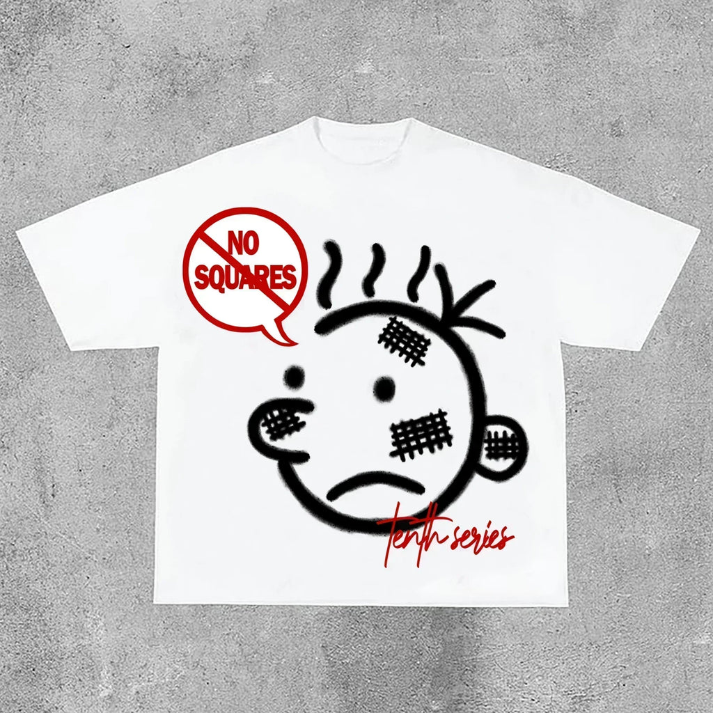 Camiseta Estampada Geométrica de Algodón Unisex