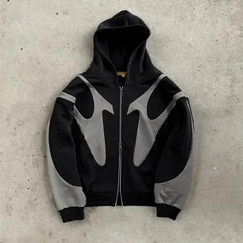 Sudadera con Cremallera Estampada de Diablo Estilo Retro Unisex