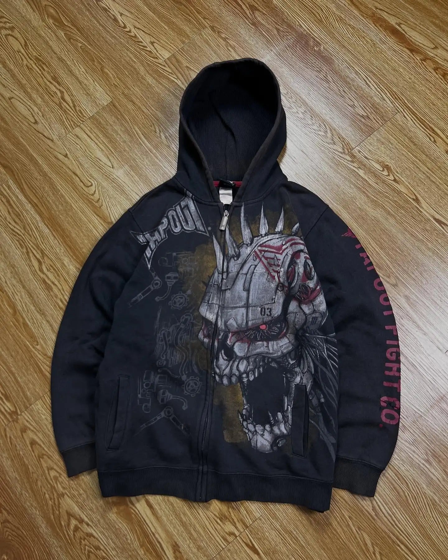Sudadera con Capucha Y2K Estampado Explosiones Grafiti Hip Hop Cremallera Oversize Hombre