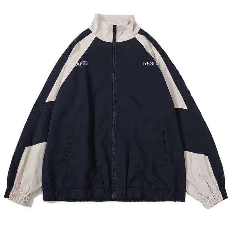 Chaqueta Universitaria Estilo Hip Hop con Parches de Algodón para Hombre