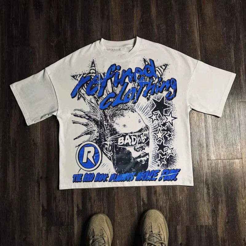 Camiseta Estampada Geométrica de Algodón Unisex