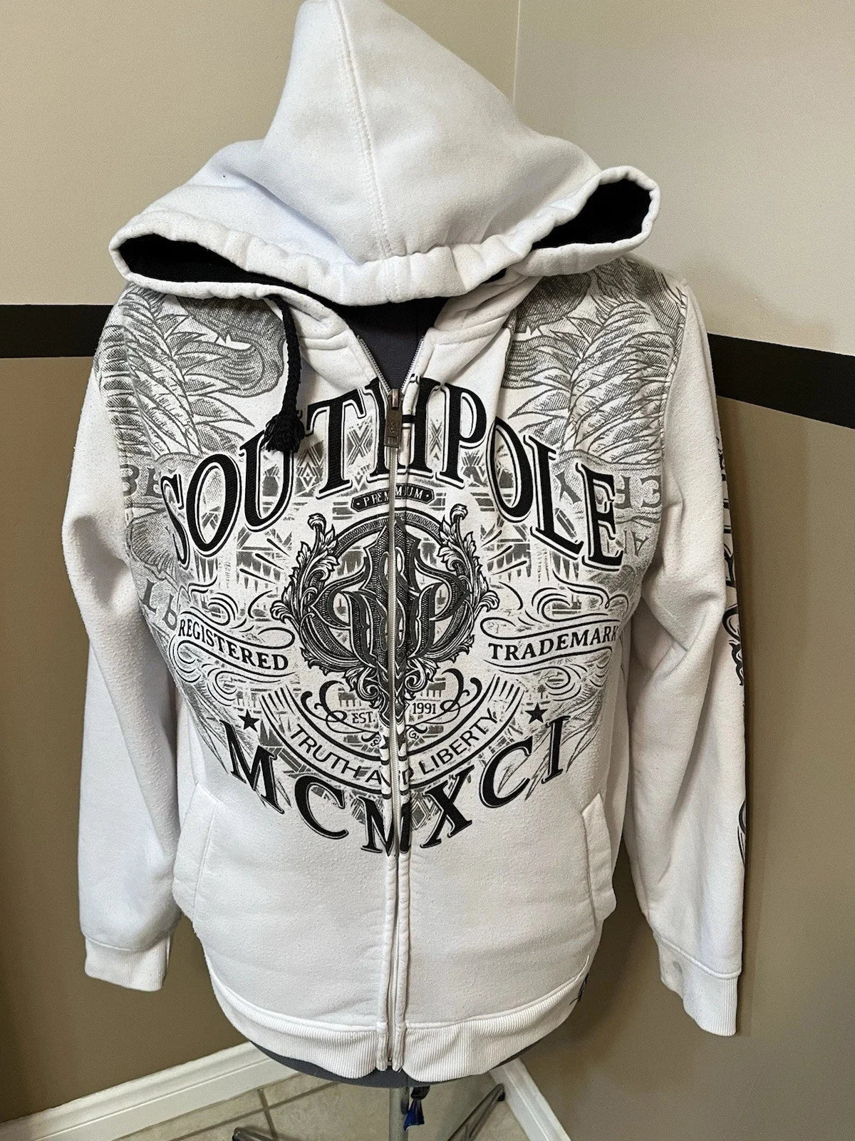 Sudadera con Capucha Y2K Estampado Explosiones Grafiti Hip Hop Cremallera Oversize Hombre