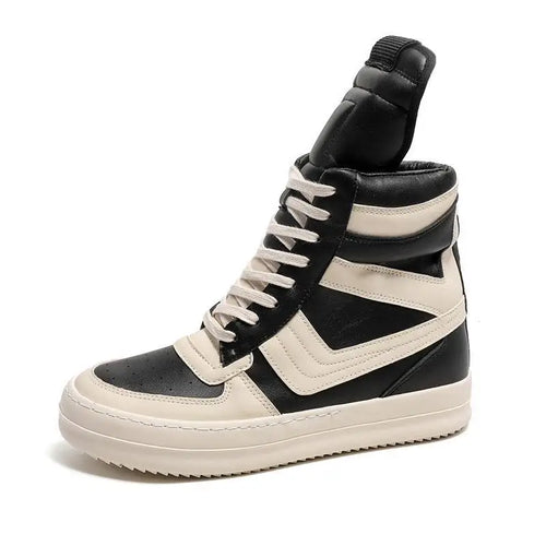 Zapatillas Deportivas Altas de Cuero con Cordones para Hombre