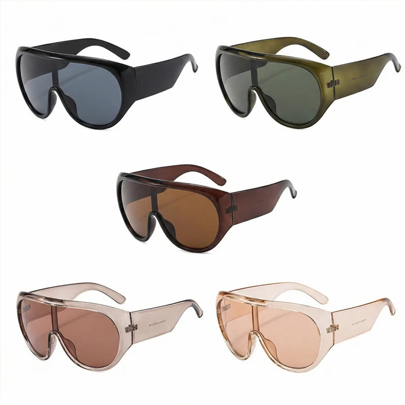 Gafas de Sol Unisex Oversize Máscara Futurista Visera Una Pieza Steampunk Marco Grande