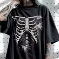 Camiseta Grande Unisex Estampado Calavera Estilo Oscuro Verano Cómoda Informal