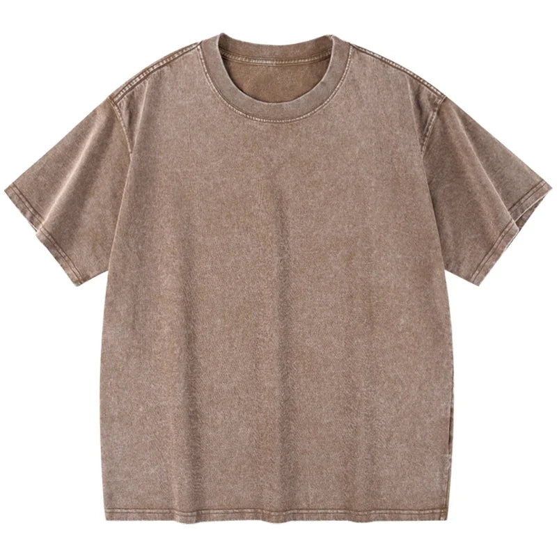 Camiseta Vintage Lavada de Algodón Unisex