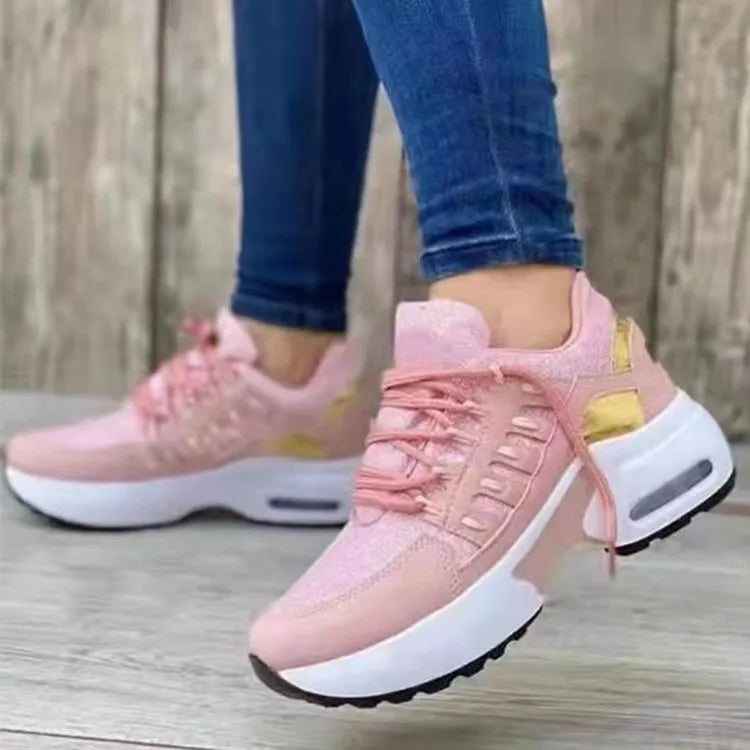 Zapatillas Deportivas Mujer Malla Transpirable Plataforma Cordones Casual Verano